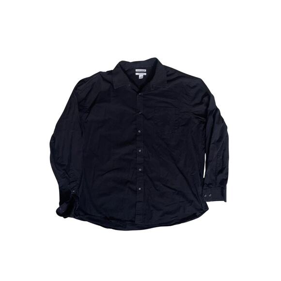Amazon Essential Black Collar Button Up Dress Shirt - Picture 1 of 4